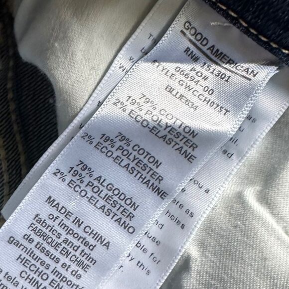 GOOD AMERICAN Ripped Good Waist Chew Hem Ankle Skinny Jeans In Blue634 - Picture 6 of 8